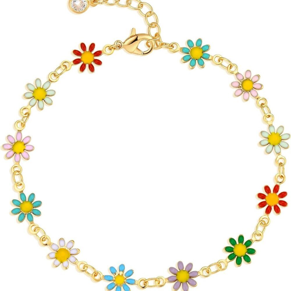 Gold Chain Bracelet for Women 14K Gold Plated Dainty Bracelets with Adjustable C